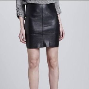 Amanda Uprichard leather seamed knit-back skirt